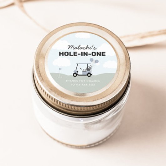 Jongens 'Blue Hole-in-One Golf 1e verjaardag gunst Ronde Sticker