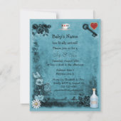 Jongen's Blue Mad Hatter Sip & See Baby shower Kaart (Achterkant)