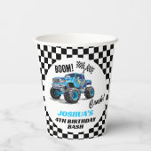 Jongens Blue Monster Truck Verjaardag Papieren Bekers (Achterkant)