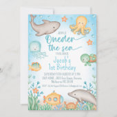 Jongens Blue Ocean Oneder Het Zee 1e Verjaardag Kaart (Voorkant)