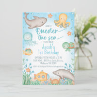 Jongens Blue Ocean Oneder Het Zee 1e Verjaardag