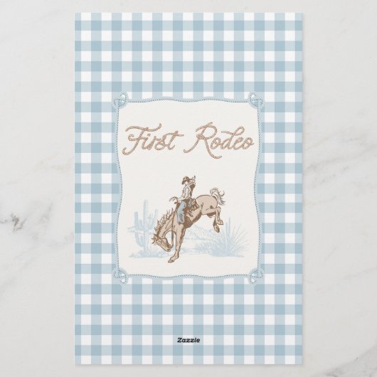 Jongens Blue Plaid Cowboy 1e Rodeo Time Capsule Briefpapier (Achterkant)