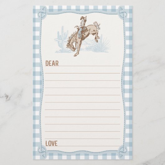 Jongens Blue Plaid Cowboy 1e Rodeo Time Capsule Briefpapier (Voorkant)