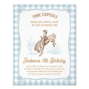 Jongens Blue Plaid Cowboy 1e Rodeo Time Capsule Te Foto Afdruk