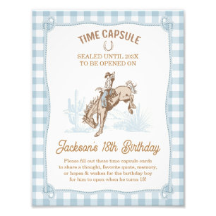 Jongens Blue Plaid Cowboy 1e Rodeo Time Capsule Te Foto Afdruk