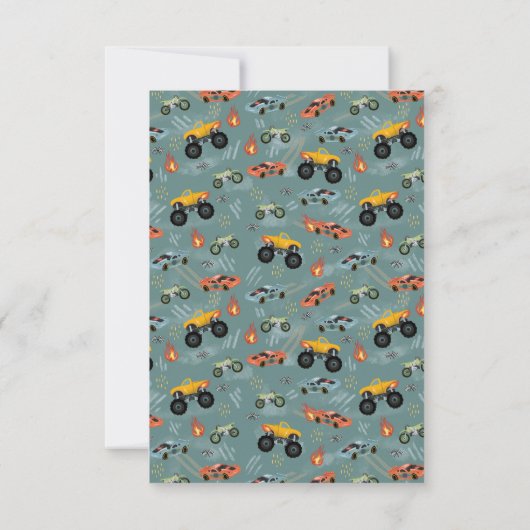 Jongens Blue Racing Car Kids Verjaardag Bedankkaart (Achterkant)