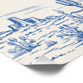 Jongens Blue Red Rodeo 3e verjaardag Welkom Bord Perfect Poster (Hoek)