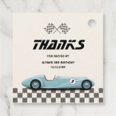 Jongens  Blue Retro Race Auto Verjaardagsfeest Bedankjes Labels (Achterkant)