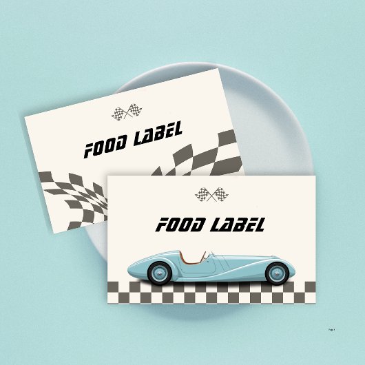 Jongens  Blue Retro Race Auto Verjaardagsfeest Plaatskaartje