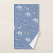 Jongen's Blue Safari Animal Pattern & Name Kinder Bad Handdoek (Handdoek)