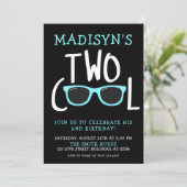 Jongen's Blue Sunglazen Twee Kol 2e verjaardag Kaart (Staand voorkant)