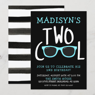 Jongen's Blue Sunglazen Twee Kol 2e verjaardag Kaart