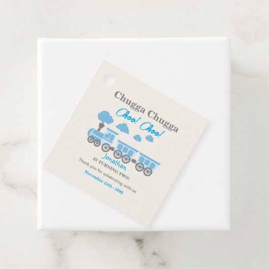 Jongens Blue Train 2e Verjaardagsfeest Bedankjes Labels (In situ)