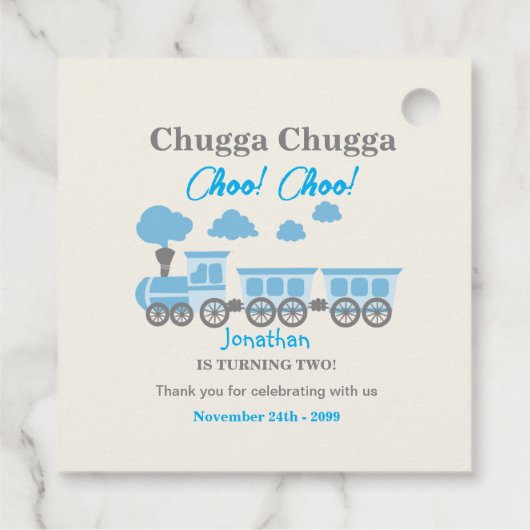 Jongens Blue Train 2e Verjaardagsfeest Bedankjes Labels (Achterkant)