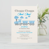 Jongens Blue Train 2e Verjaardagsfeest Kaart (Staand voorkant)