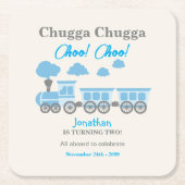 Jongens Blue Train 2e Verjaardagsfeest Kartonnen Onderzetters (Voorkant)