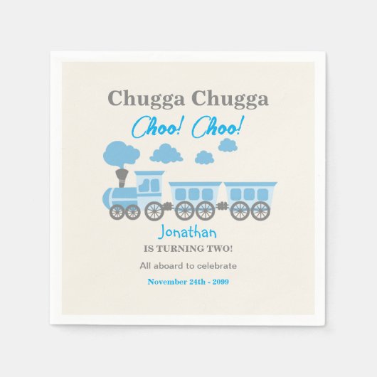 Jongens Blue Train 2e Verjaardagsfeest Servet (Voorkant)