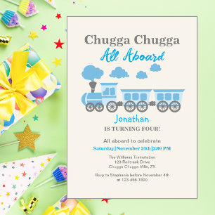 Jongens Blue Train Elke Leeftijd Verjaardagsfeest Kaart