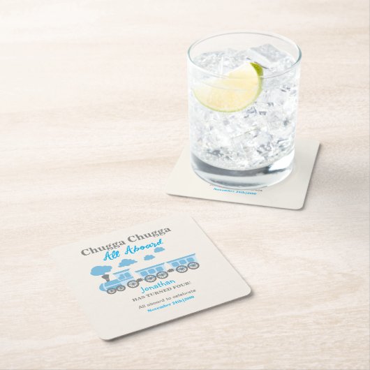 Jongens Blue Train Elke Leeftijd Verjaardagsfeest Kartonnen Onderzetters (Insitu)