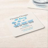 Jongens Blue Train Elke Leeftijd Verjaardagsfeest Kartonnen Onderzetters (Schuin)