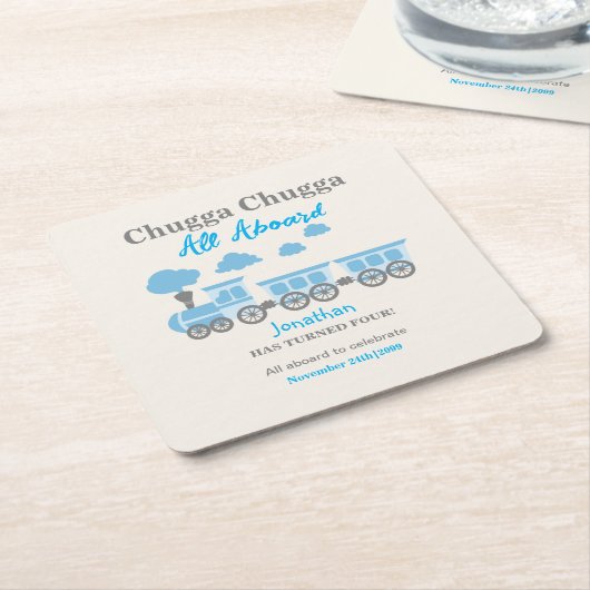 Jongens Blue Train Elke Leeftijd Verjaardagsfeest Kartonnen Onderzetters (Schuin)