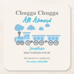 Jongens Blue Train Elke Leeftijd Verjaardagsfeest Kartonnen Onderzetters