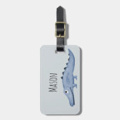 Jongen's Blue Waterverf Crocodile Safari Kinder na Bagagelabel (Voorkant verticaal)