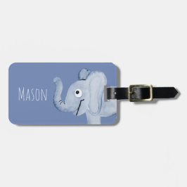 Jongen's Blue Waterverf Elephant Safari & Kinder n Bagagelabel