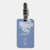 Jongen's Blue Waterverf Elephant Safari & Kinder n Bagagelabel (Voorkant verticaal)