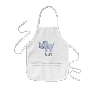 Jongen's Blue Waterverf Elephant Safari met naam Kinder Schort