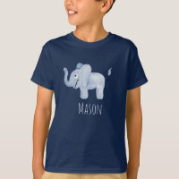 Jongen's Blue Waterverf Elephant Safari met naam