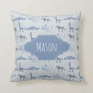 Jongen's Blue Waterverf Oerwoud Safari Baby Nurser Kussen