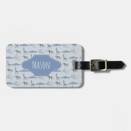Jongen's Blue Waterverf Safari Pattern Kinder Name Bagagelabel