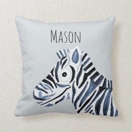 Jongen's Blue Waterverf Zebra Safari Baby Nursery Kussen
