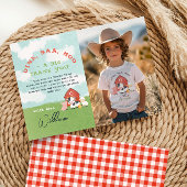 Jongens Boerderij Barnyard Verjaardag Foto Bedankkaart