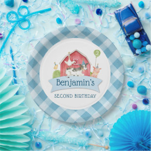 Jongens BOERDERIJ Dier Barnyard Verjaardagsfeestje Papieren Bordje