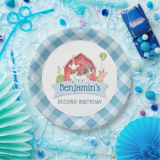 Jongens BOERDERIJ Dier Barnyard Verjaardagsfeestje Papieren Bordje (Feest)
