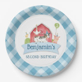 Jongens BOERDERIJ Dier Barnyard Verjaardagsfeestje Papieren Bordje (Voorkant)