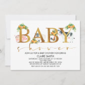 Jongens Boerderijdieren Woord Baby shower Uitnodig Kaart (Voorkant)