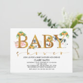 Jongens Boerderijdieren Woord Baby shower Uitnodig Kaart (Staand voorkant)