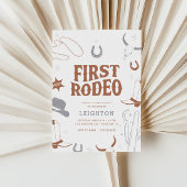 Jongens Boho Retro Eerste Rodeo Cowboy 1e verjaard Kaart