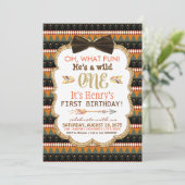 Jongens Boho Stam Eerste Verjaardagsfeest Kaart (Staand voorkant)