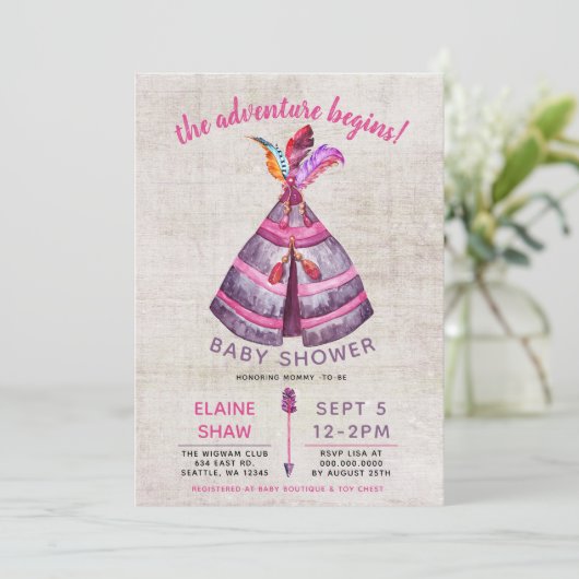 Jongens Boho TeePee Baby Shower-uitvindingen Kaart (Staand voorkant)