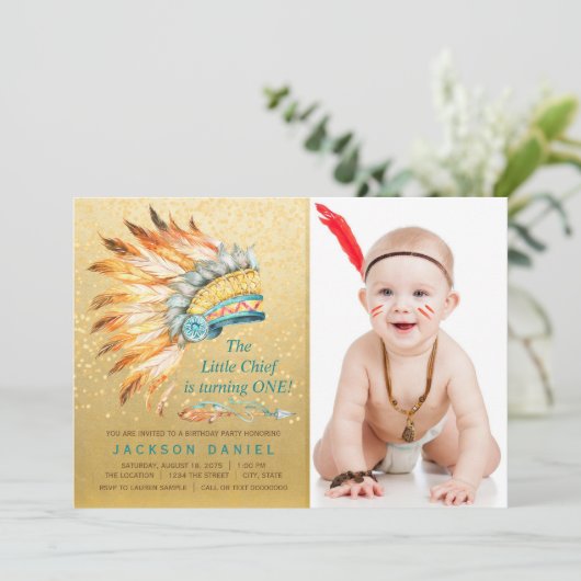 Jongens Boho Verjaardagsfeest Tribal Kaart (Staand voorkant)