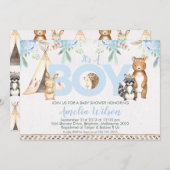 Jongens Boho Woodland Baby Shower Uitnodiging (Voorkant / Achterkant)