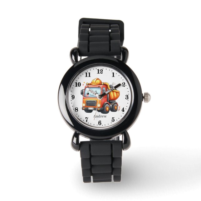 Jongens Bouw Dump Truck Aanpasbaar Horloge (Voorkant)