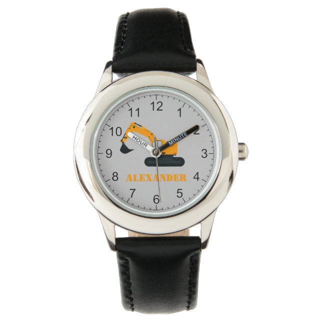Jongens Bouw Graafmachine Gepersonaliseerd horloge (Voorkant)