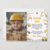 Jongens Bouw Voertuigen Verjaardag Foto Bedankkaart (Voorkant)