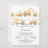 Jongens Bouw Voertuigen Verjaardag Uitnodiging (Voorkant)