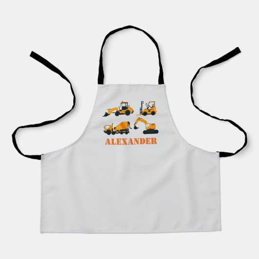 Jongens Bouwvoertuigen Gepersonaliseerd Schort (Voorkant)